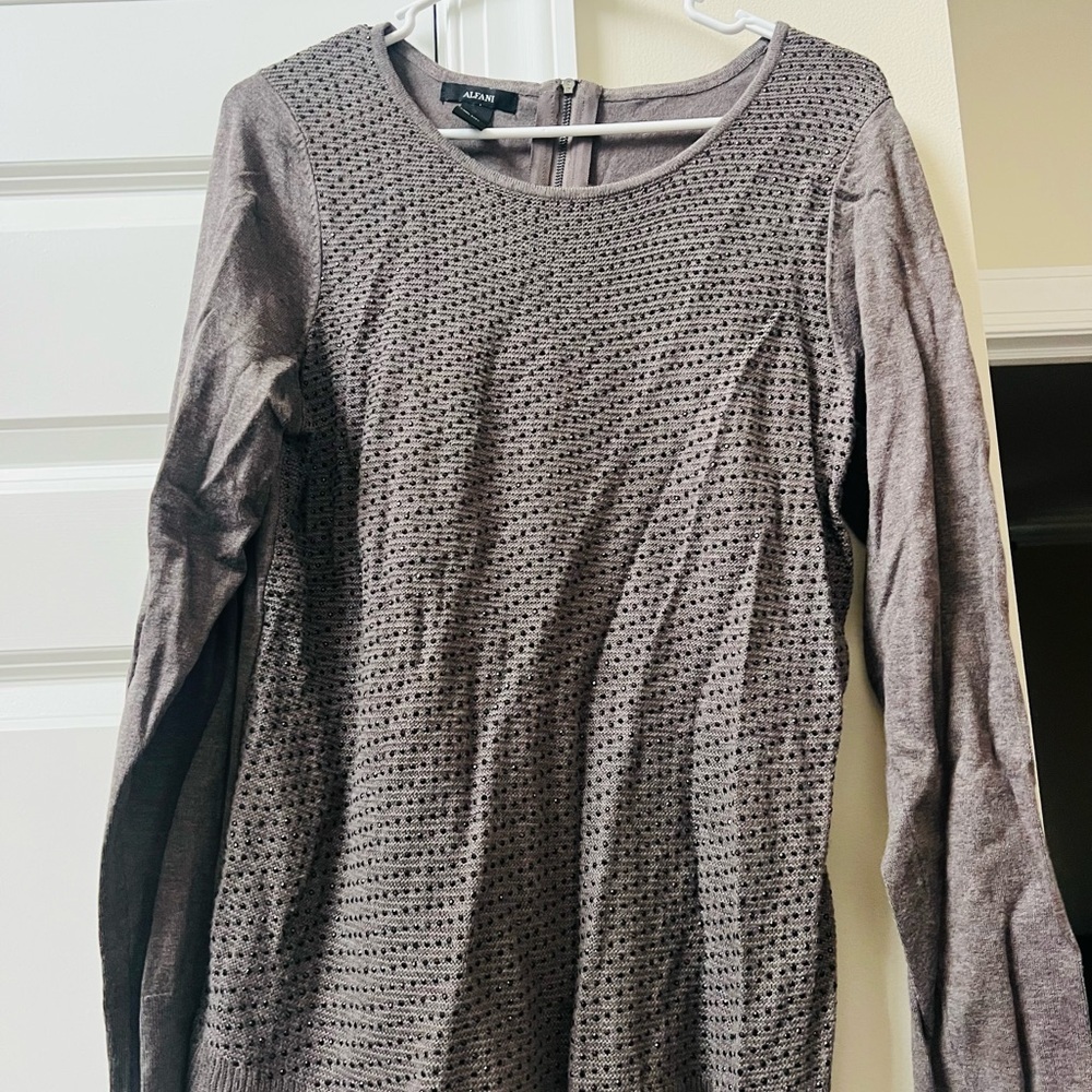 Alfani Women's Taupe Open Front Blazer with Black Accents - Picture 3 of 10